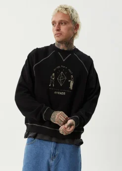Sweaters & Hoodies<Afends Dance Party  - Crew Neck Jumper Black