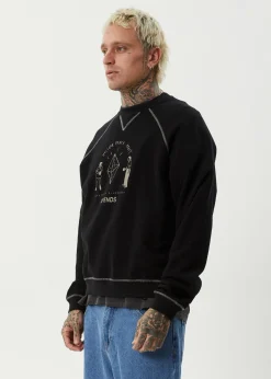Sweaters & Hoodies<Afends Dance Party  - Crew Neck Jumper Black