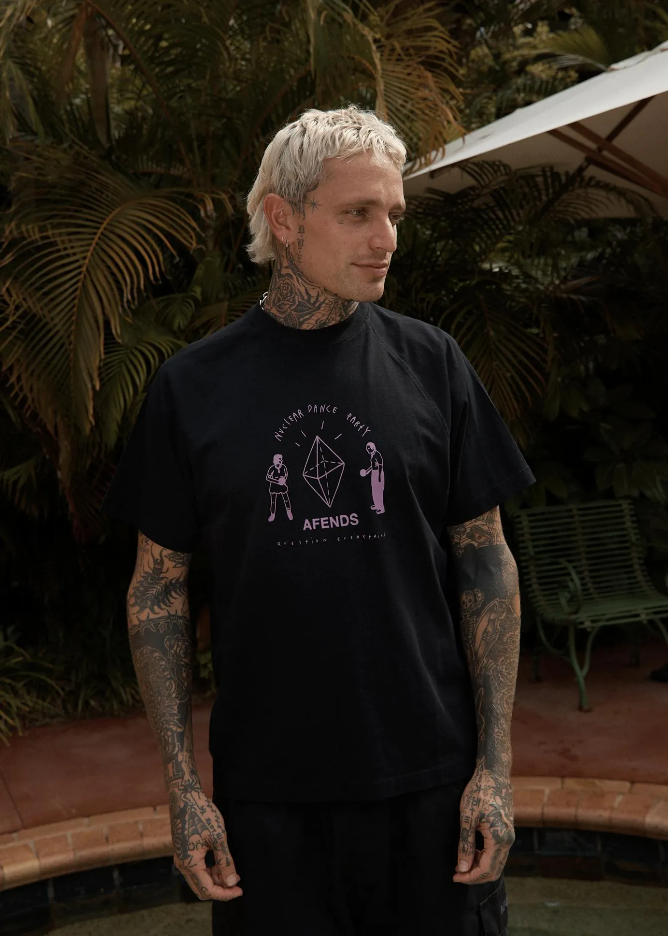 T-Shirts<Afends Dance Party - Raglan Boxy Tee Black