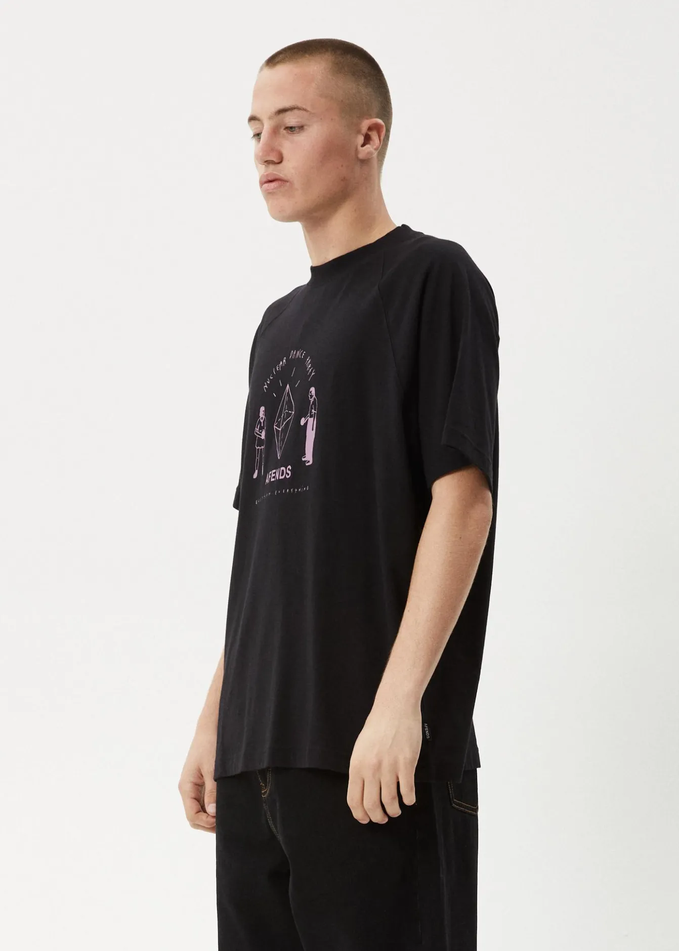 T-Shirts<Afends Dance Party - Raglan Boxy Tee Black