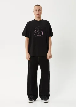 T-Shirts<Afends Dance Party - Raglan Boxy Tee Black