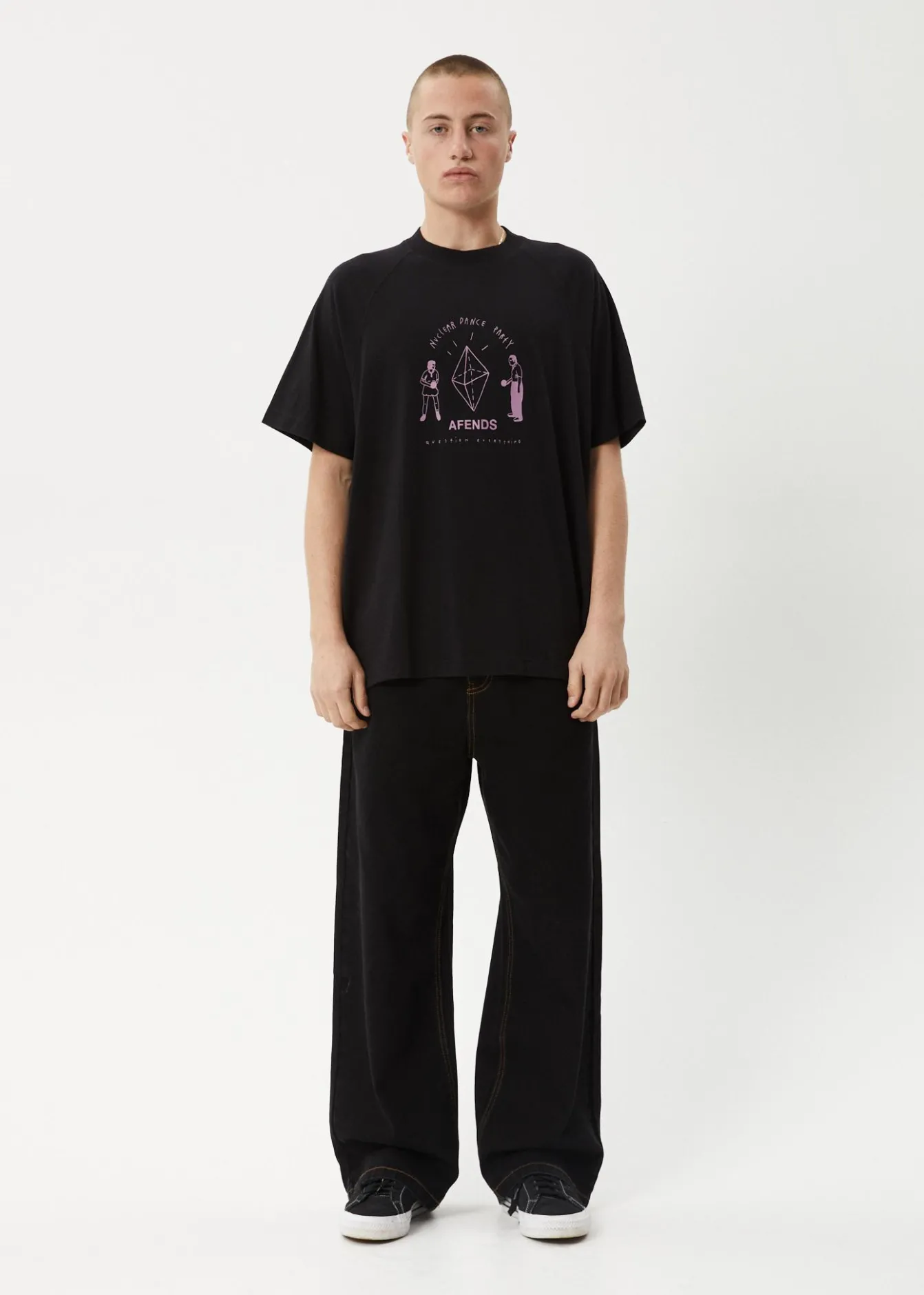 T-Shirts<Afends Dance Party - Raglan Boxy Tee Black