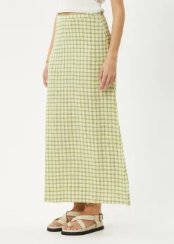 Skirts<Afends Darcy  - Check Maxi Skirt Lemongrass Check