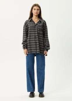 Long Sleeve|Shirts<Afends Darkness  - Long Sleeve Shirt Black Check