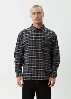 Long Sleeve|Shirts<Afends Darkness  - Long Sleeve Shirt Black Check