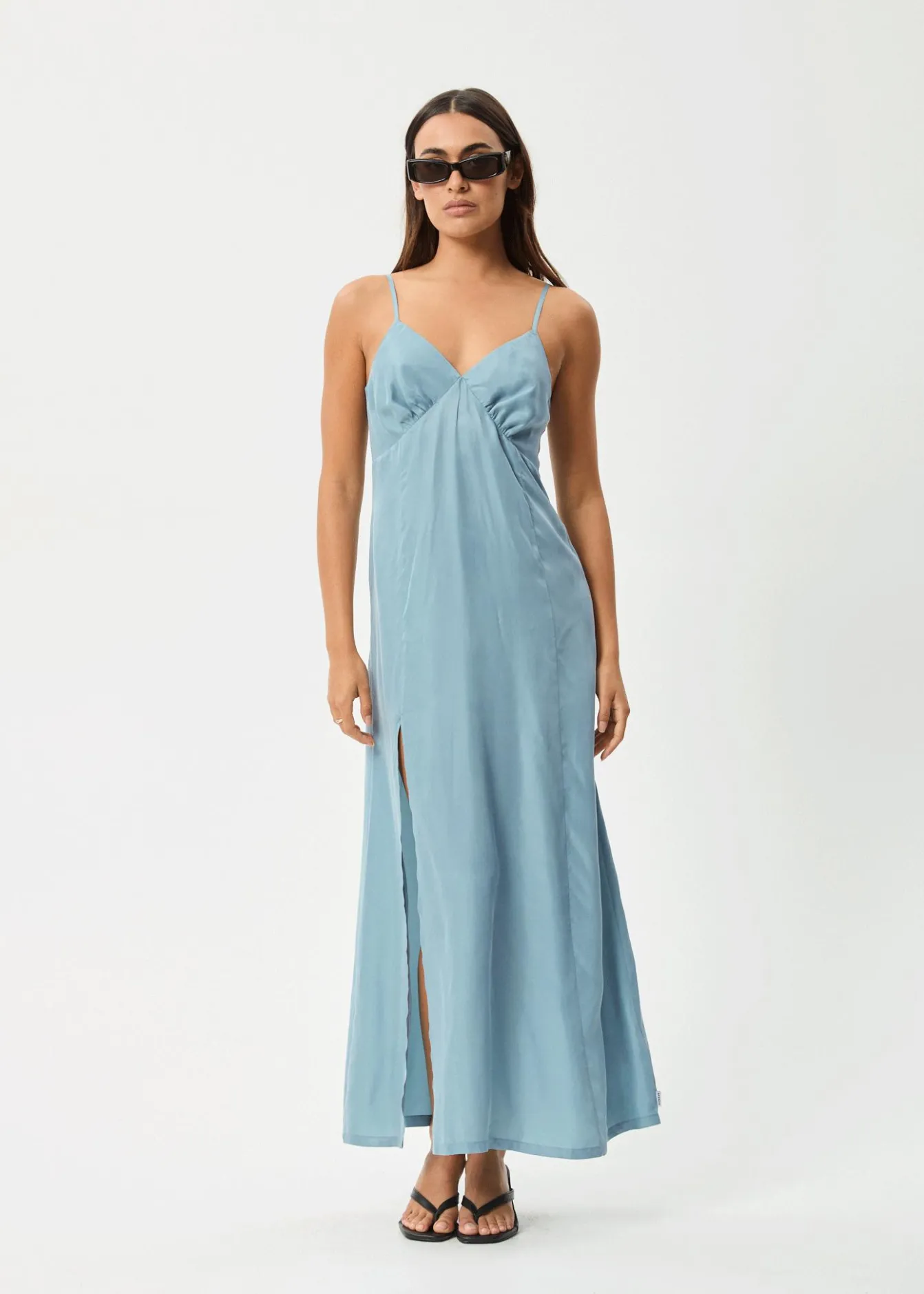 Dresses<Afends Delia - Cupro Maxi Dress Ether Blue