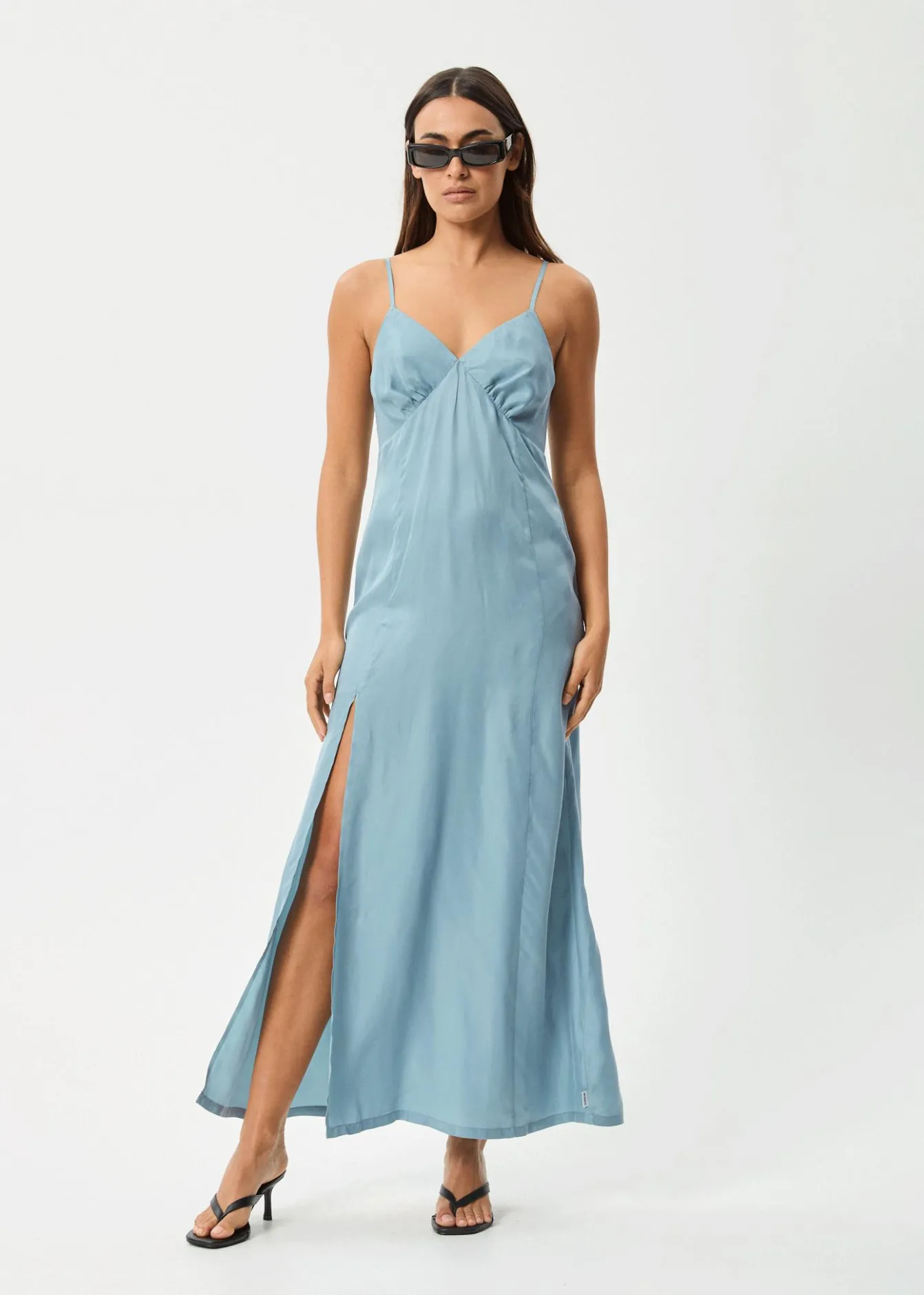 Dresses<Afends Delia - Cupro Maxi Dress Ether Blue