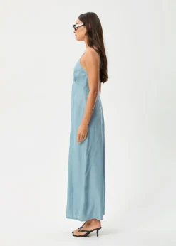 Dresses<Afends Delia - Cupro Maxi Dress Ether Blue