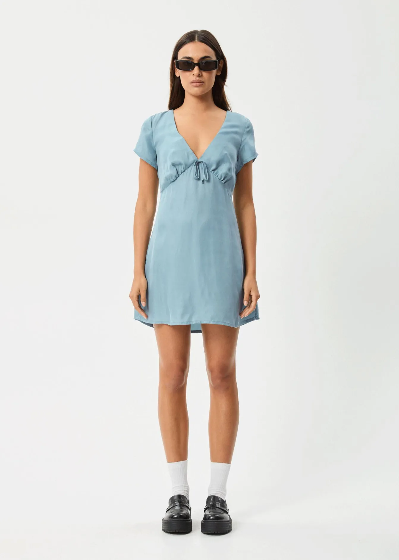 Dresses<Afends Delia - Cupro Mini Dress Ether Blue