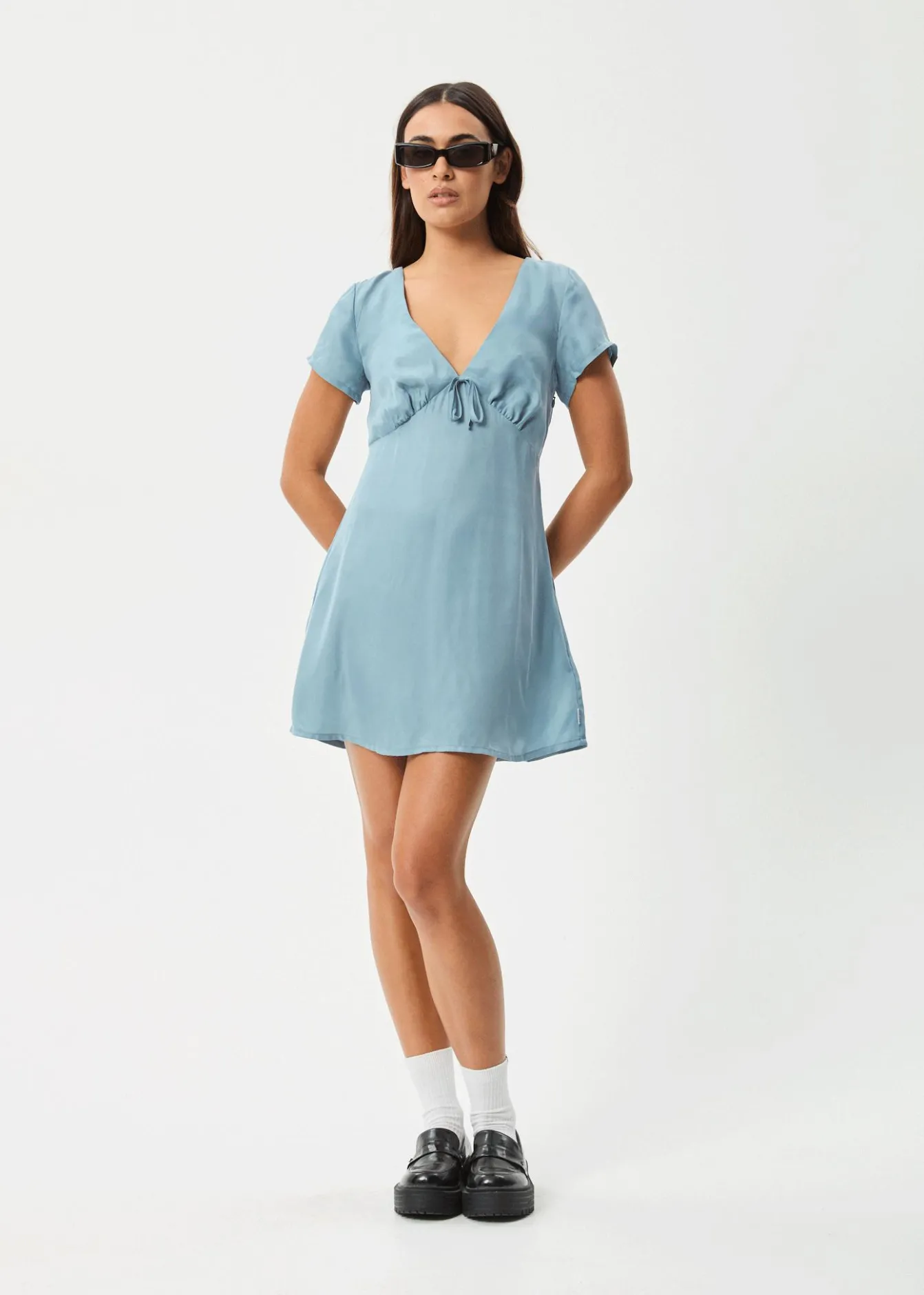 Dresses<Afends Delia - Cupro Mini Dress Ether Blue