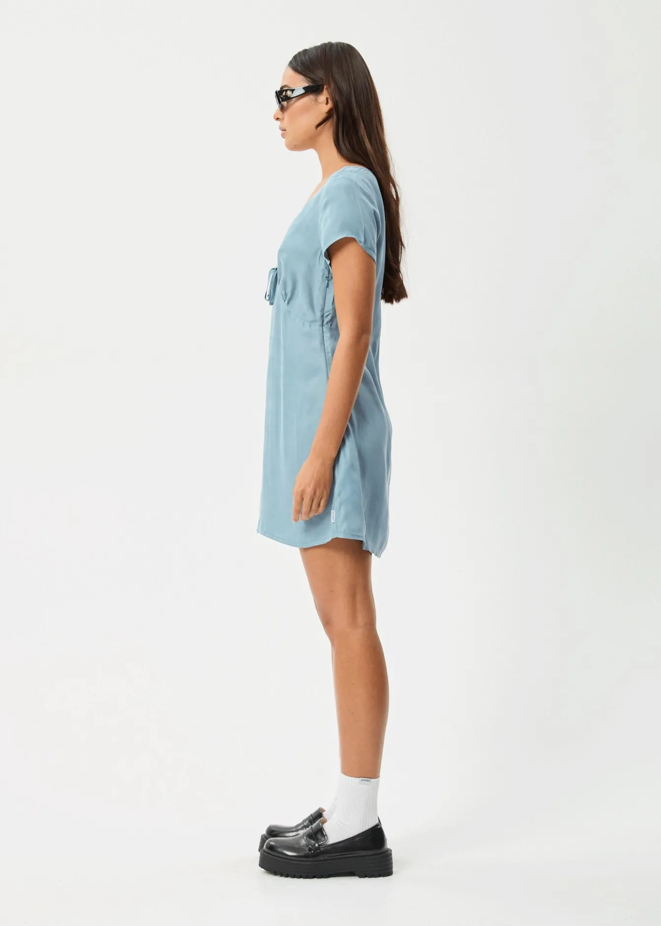 Dresses<Afends Delia - Cupro Mini Dress Ether Blue