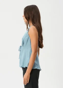 Sets & Co-Ords|Sleeveless<Afends Delia  - Cupro Top Ether Blue