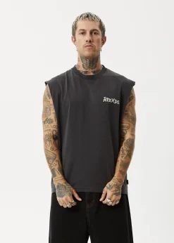 Sleeveless<Afends Destroyer  - Sleeveless Tee Stone Black