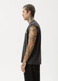 Sleeveless<Afends Destroyer  - Sleeveless Tee Stone Black
