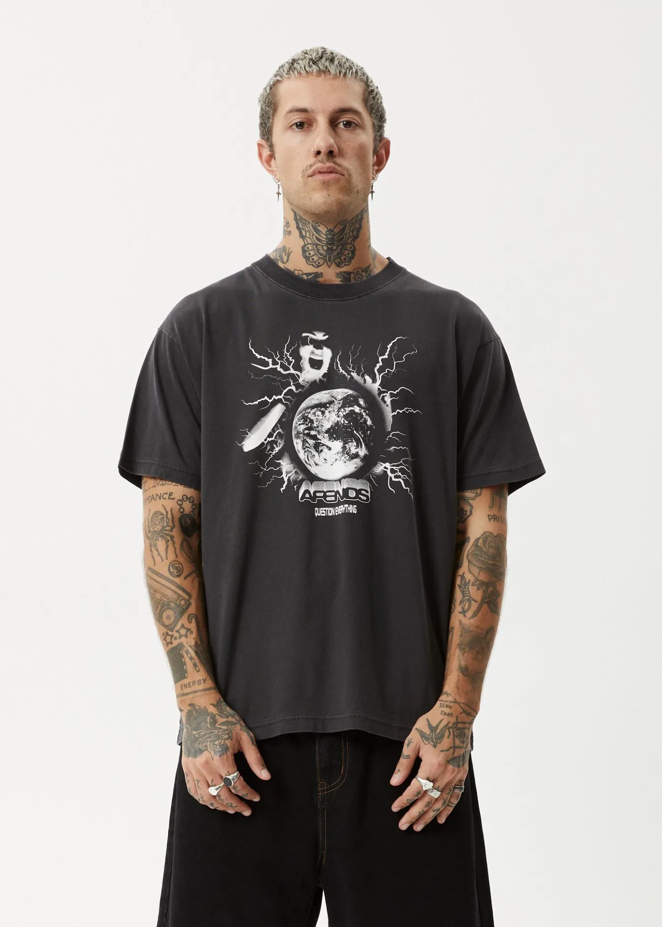 T-Shirts<Afends Doom Gen - Boxy Tee Stone Black