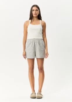 Sets & Co-Ords|Shorts<Afends Drew  - Seersucker Boxer Short Taupe Check