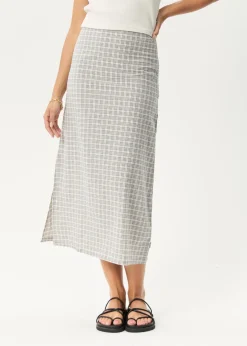 Sets & Co-Ords|Skirts<Afends Drew - Seersucker Midi Skirt Taupe Check