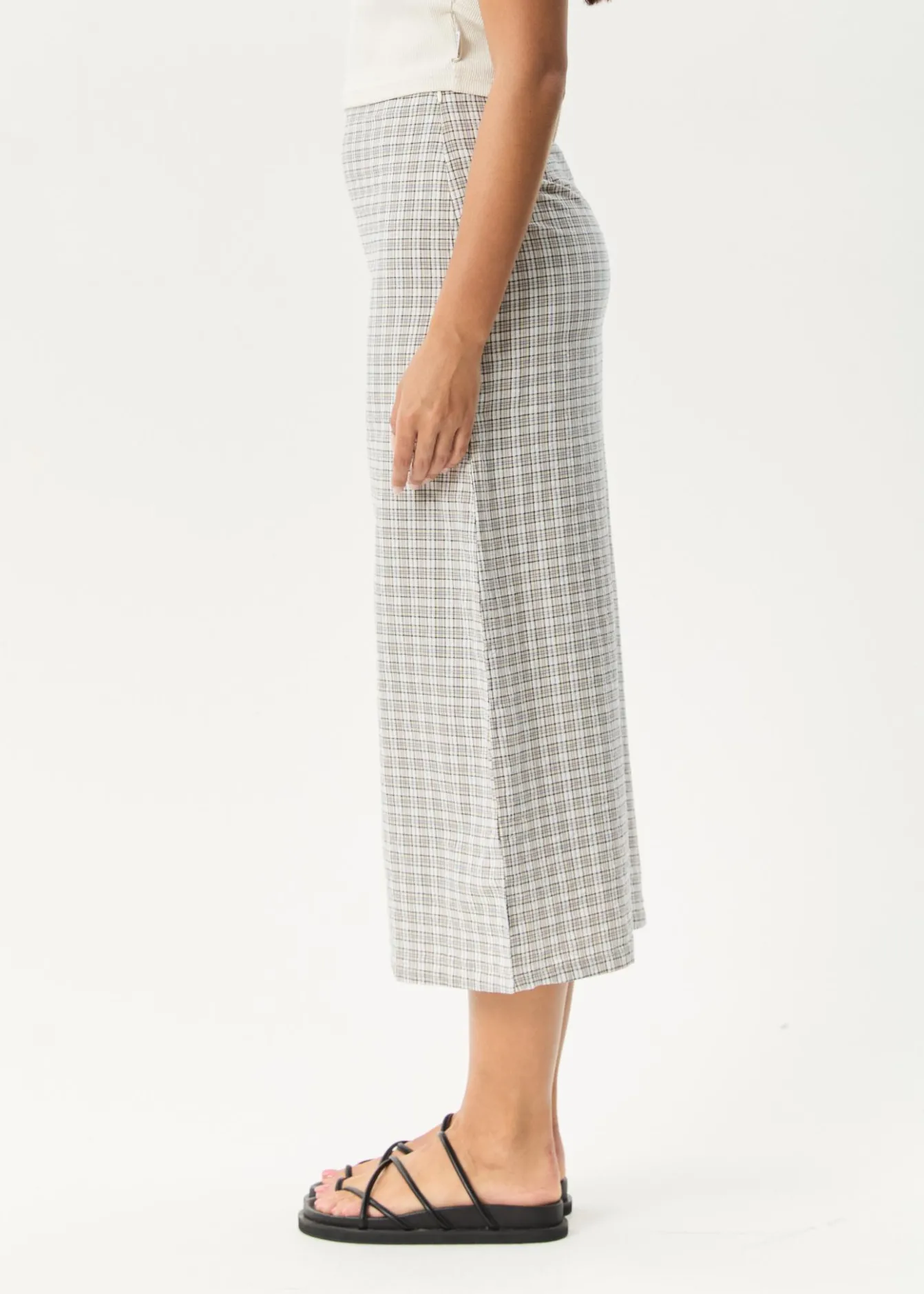 Sets & Co-Ords|Skirts<Afends Drew - Seersucker Midi Skirt Taupe Check