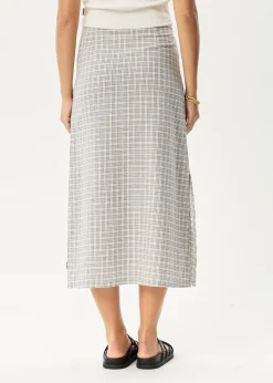 Sets & Co-Ords|Skirts<Afends Drew - Seersucker Midi Skirt Taupe Check