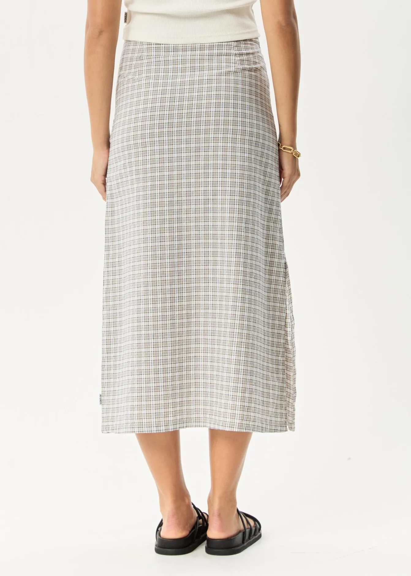 Sets & Co-Ords|Skirts<Afends Drew - Seersucker Midi Skirt Taupe Check