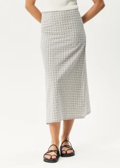 Sets & Co-Ords|Skirts<Afends Drew - Seersucker Midi Skirt Taupe Check