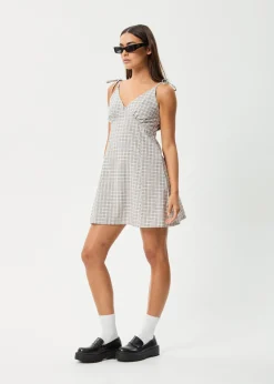 Dresses<Afends Drew - Seersucker Mini Dress Taupe Check