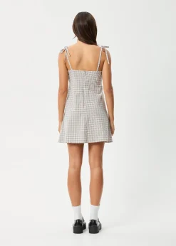 Dresses<Afends Drew - Seersucker Mini Dress Taupe Check