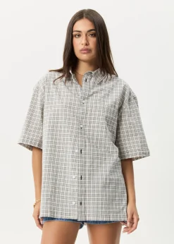 Sets & Co-Ords|Tees & Shirts<Afends Drew  - Seersucker Short Sleeve Shirt Taupe Check