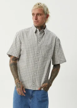 Sets & Co-Ords|Tees & Shirts<Afends Drew  - Seersucker Short Sleeve Shirt Taupe Check