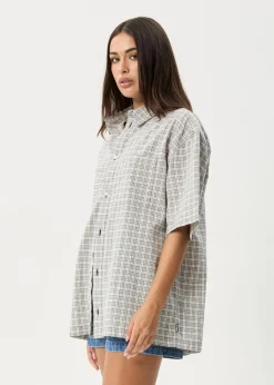 Sets & Co-Ords|Tees & Shirts<Afends Drew  - Seersucker Short Sleeve Shirt Taupe Check
