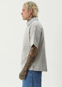Sets & Co-Ords|Tees & Shirts<Afends Drew  - Seersucker Short Sleeve Shirt Taupe Check