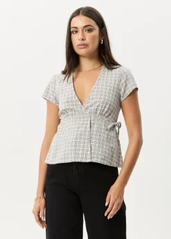 Sets & Co-Ords|Tees & Shirts<Afends Drew  - Seersucker Tie Top Taupe Check