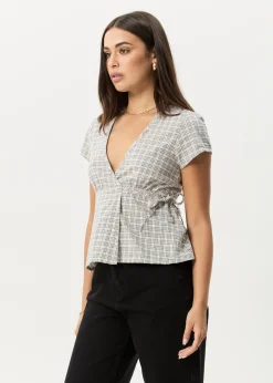 Sets & Co-Ords|Tees & Shirts<Afends Drew  - Seersucker Tie Top Taupe Check