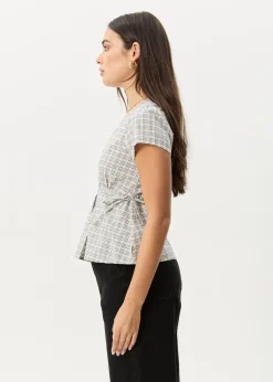 Sets & Co-Ords|Tees & Shirts<Afends Drew  - Seersucker Tie Top Taupe Check