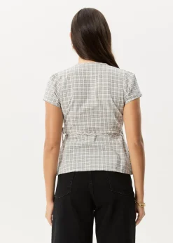 Sets & Co-Ords|Tees & Shirts<Afends Drew  - Seersucker Tie Top Taupe Check