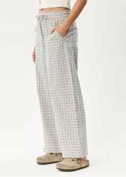 Pants|Sets & Co-Ords<Afends Drew - Seersucker Wide Leg Pant Taupe Check