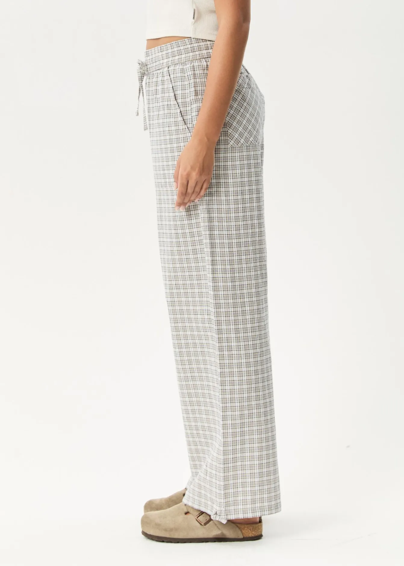 Pants|Sets & Co-Ords<Afends Drew - Seersucker Wide Leg Pant Taupe Check