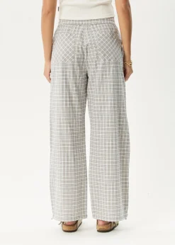 Pants|Sets & Co-Ords<Afends Drew - Seersucker Wide Leg Pant Taupe Check