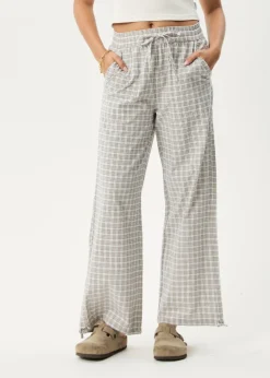 Pants|Sets & Co-Ords<Afends Drew - Seersucker Wide Leg Pant Taupe Check