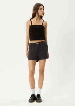 Sets & Co-Ords|Shorts<Afends Dusk  - Seersucker Boxer Short Black Check