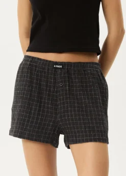 Sets & Co-Ords|Shorts<Afends Dusk  - Seersucker Boxer Short Black Check