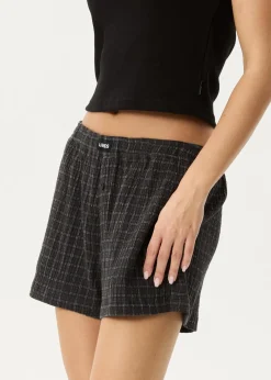 Sets & Co-Ords|Shorts<Afends Dusk  - Seersucker Boxer Short Black Check