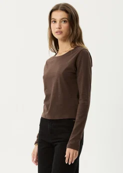 Long Sleeve|Essentials<Afends Elevate  - Long Sleeve Tee Coffee