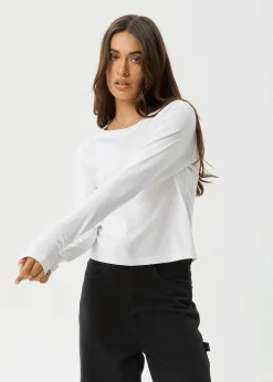 Long Sleeve|Essentials<Afends Elevate  - Long Sleeve Tee White