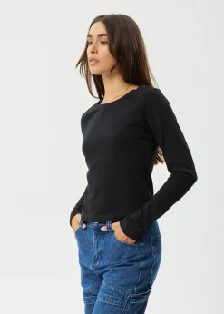Long Sleeve|Essentials<Afends Elevate  - Long Sleeve Tee Black