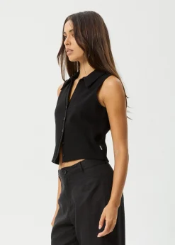 Sleeveless|Essentials<Afends Eliza - Rib Sleeveless Shirt Black