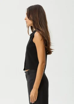 Sleeveless|Essentials<Afends Eliza - Rib Sleeveless Shirt Black