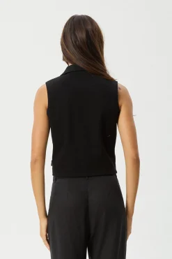 Sleeveless|Essentials<Afends Eliza - Rib Sleeveless Shirt Black