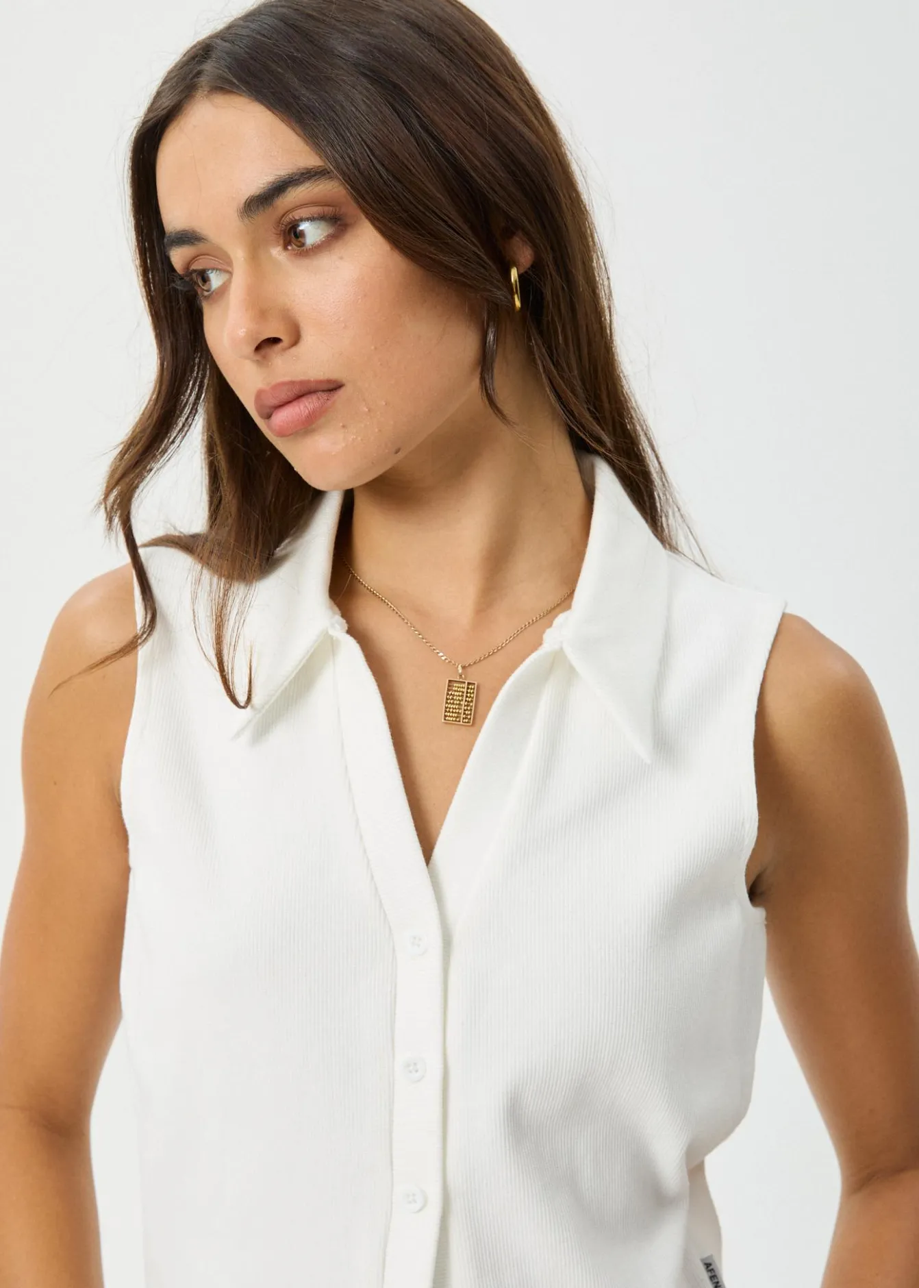 Essentials|Sleeveless<Afends Eliza - Rib Sleeveless Shirt White