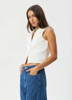 Essentials|Sleeveless<Afends Eliza - Rib Sleeveless Shirt White
